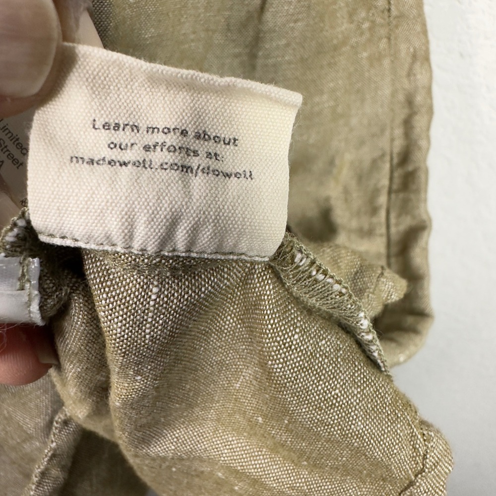 Madewell dress Women XXS Olive Green Linen Blend Button Boho Coastal Minimalist - Picture 7 of 9